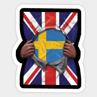 Sweden Flag Great Britain Flag Ripped - Gift for Swede From Sweden Sticker